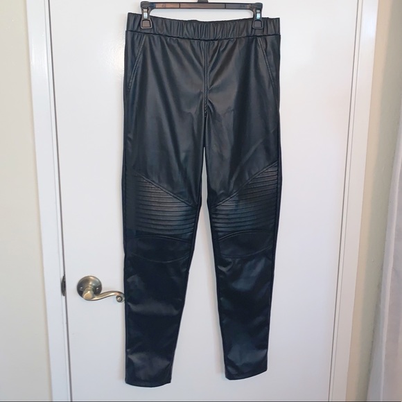 Easel Leather Look Moto Moto Leggings - Picture 2 of 6
